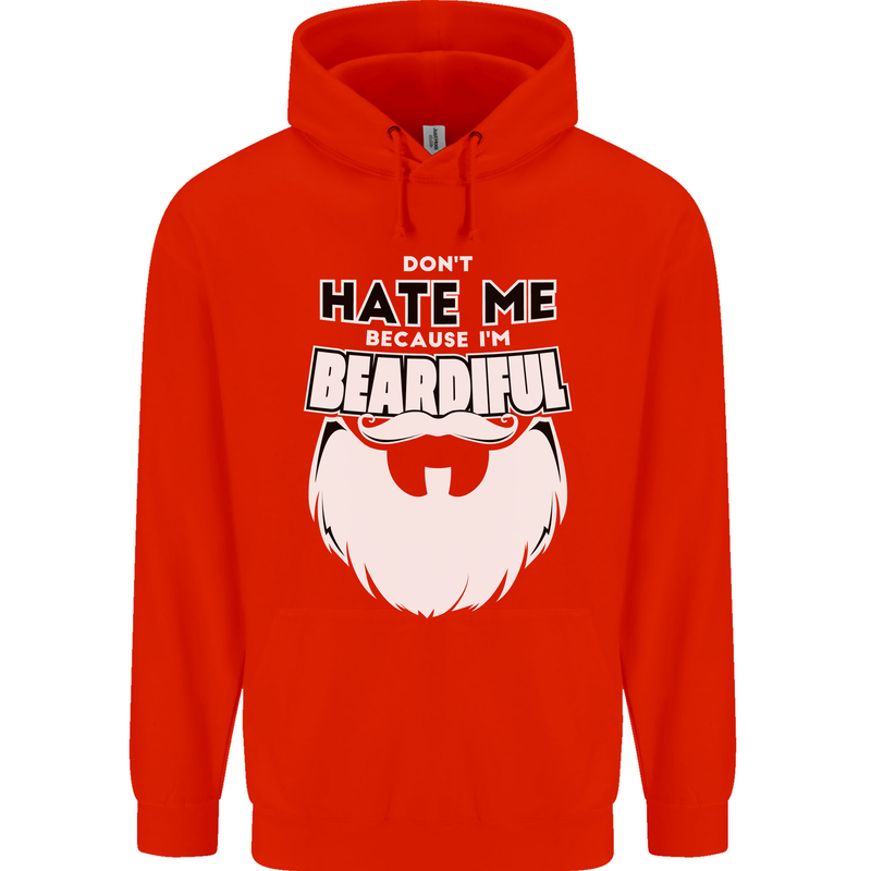 Beardiful Funny Beard Childrens Kids Hoodie Bright Red