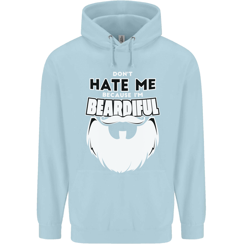 Beardiful Funny Beard Childrens Kids Hoodie Light Blue