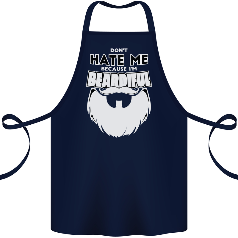 Beardiful Funny Beard Cotton Apron 100% Organic Navy Blue