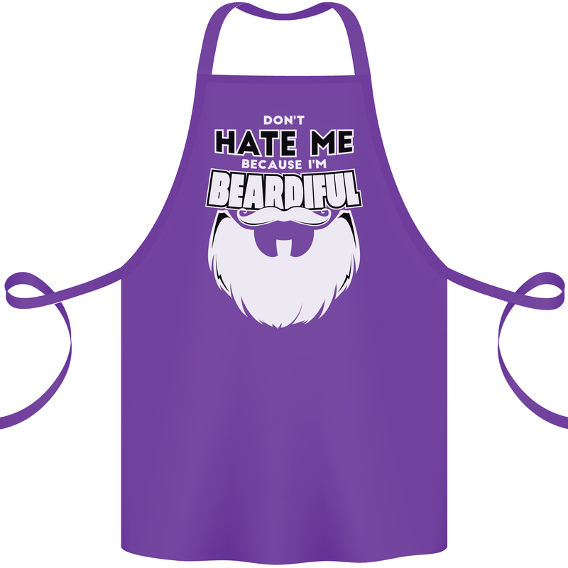 Beardiful Funny Beard Cotton Apron 100% Organic Purple