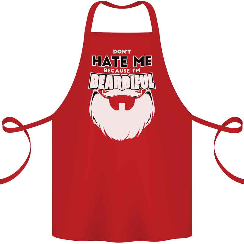 Beardiful Funny Beard Cotton Apron 100% Organic Red