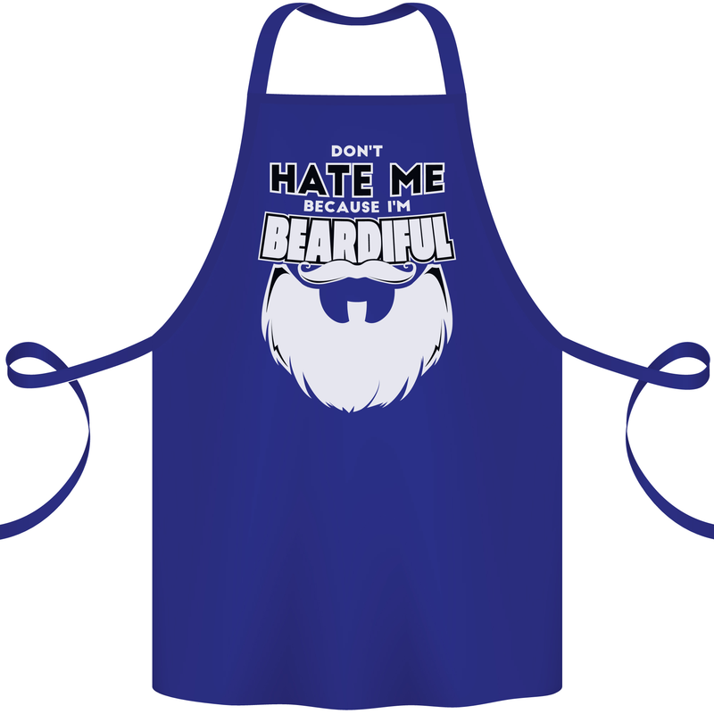 Beardiful Funny Beard Cotton Apron 100% Organic Royal Blue