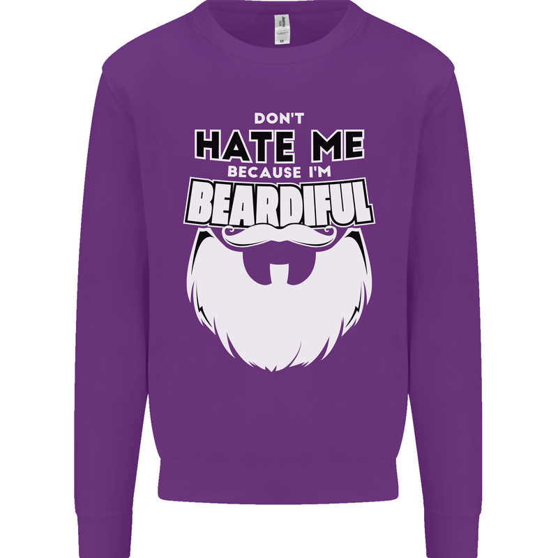 Beardiful Funny Beard Kids Sweatshirt Jumper Purple