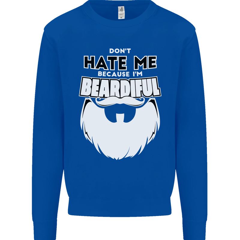 Beardiful Funny Beard Kids Sweatshirt Jumper Royal Blue