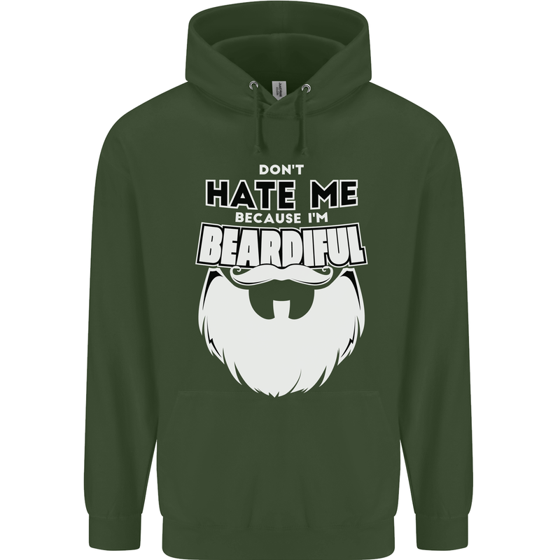 Beardiful Funny Beard Mens 80% Cotton Hoodie Forest Green