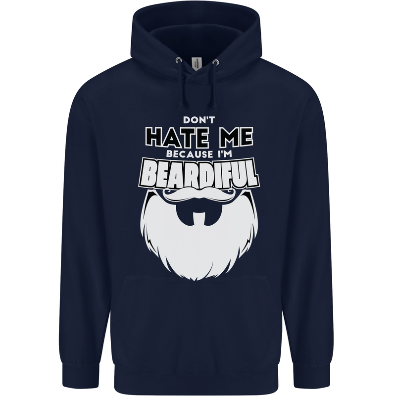 Beardiful Funny Beard Mens 80% Cotton Hoodie Navy Blue
