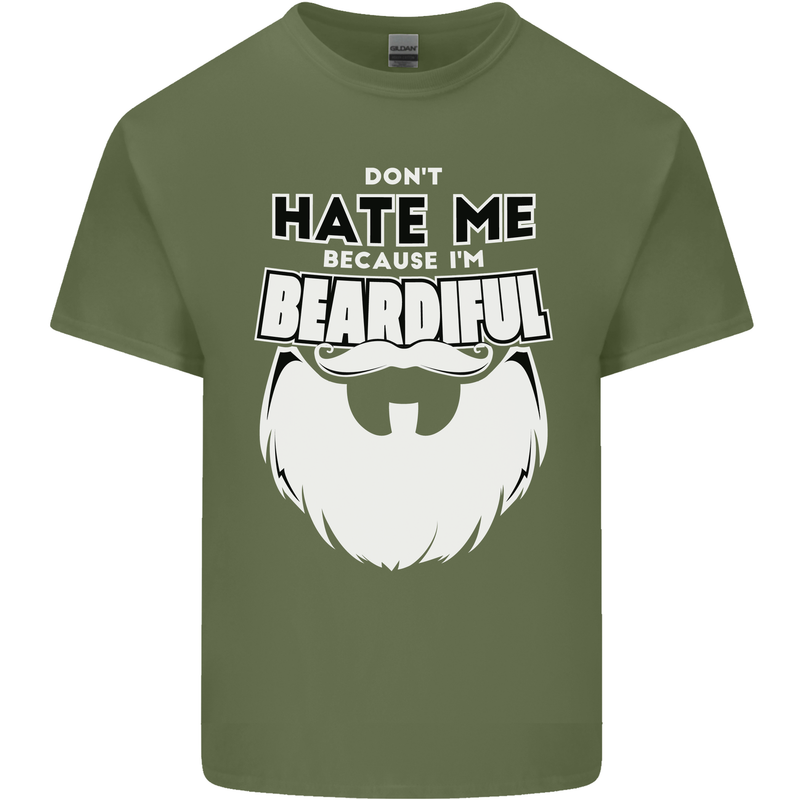 Beardiful Funny Beard Mens Cotton T-Shirt Tee Top Military Green