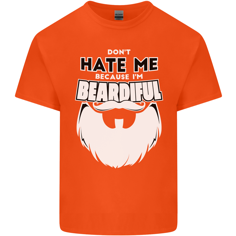 Beardiful Funny Beard Mens Cotton T-Shirt Tee Top Orange