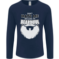 Beardiful Funny Beard Mens Long Sleeve T-Shirt Navy Blue