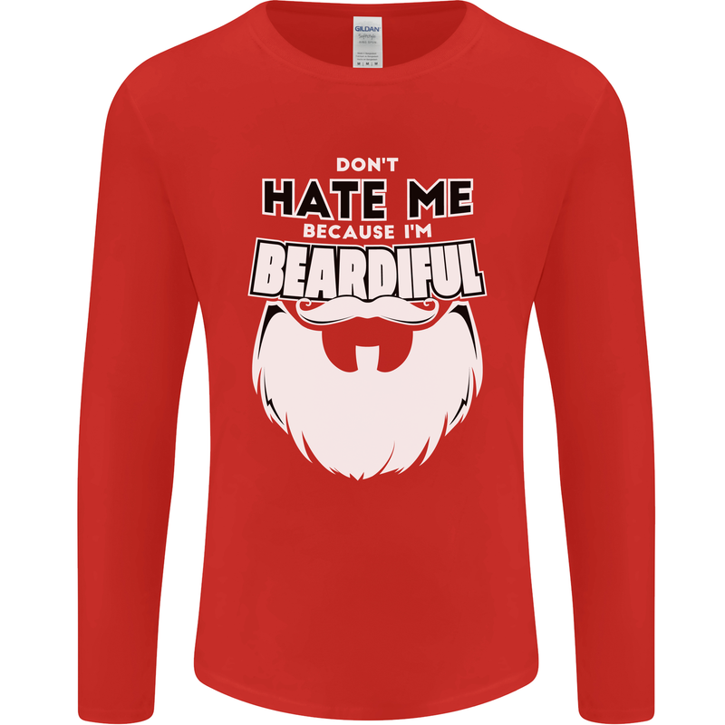 Beardiful Funny Beard Mens Long Sleeve T-Shirt Red