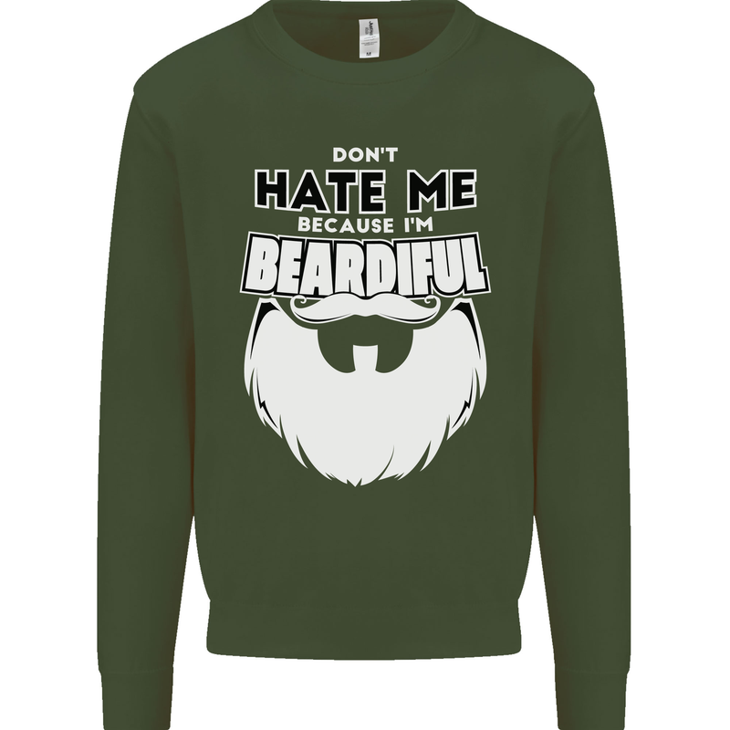 Beardiful Funny Beard Mens Sweatshirt Jumper Forest Green