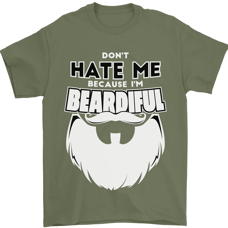 Beardiful Funny Beard Mens T-Shirt 100% Cotton Military Green
