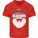 Beardiful Funny Beard Mens V-Neck Cotton T-Shirt Red