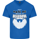 Beardiful Funny Beard Mens V-Neck Cotton T-Shirt Royal Blue