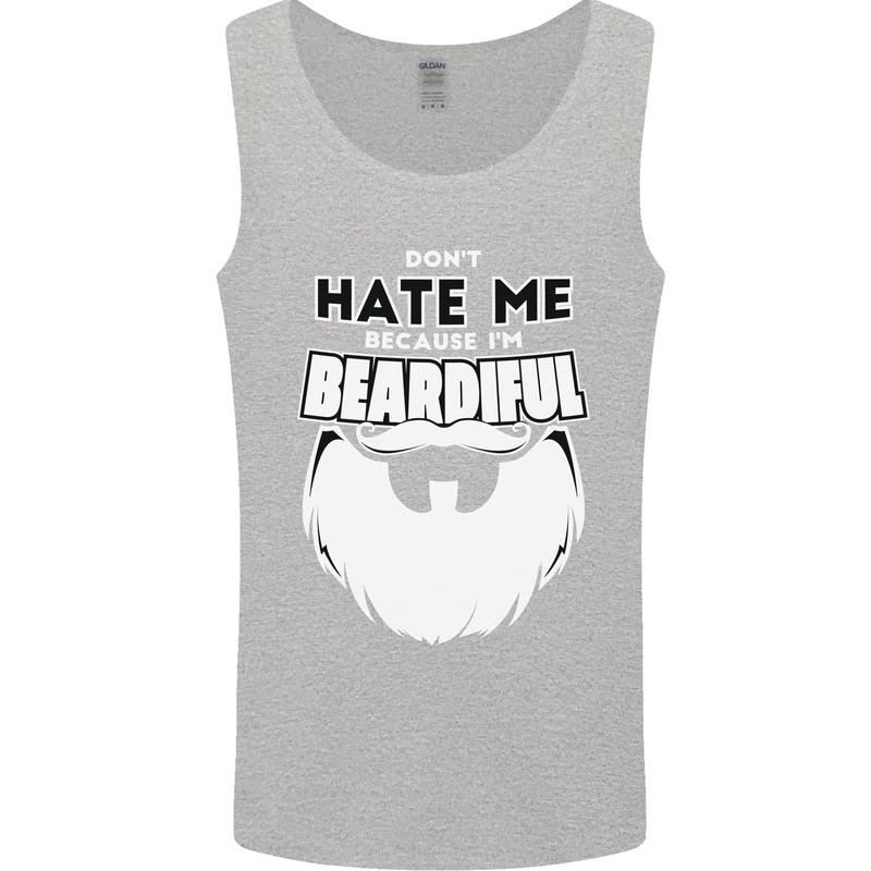 Beardiful Funny Beard Mens Vest Tank Top Sports Grey