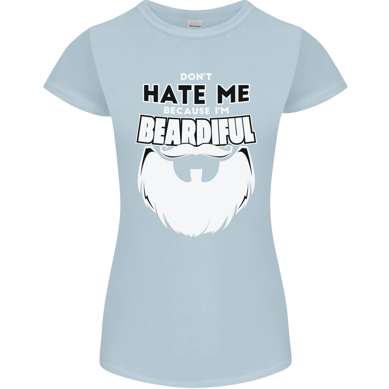 Beardiful Funny Beard Womens Petite Cut T-Shirt Light Blue