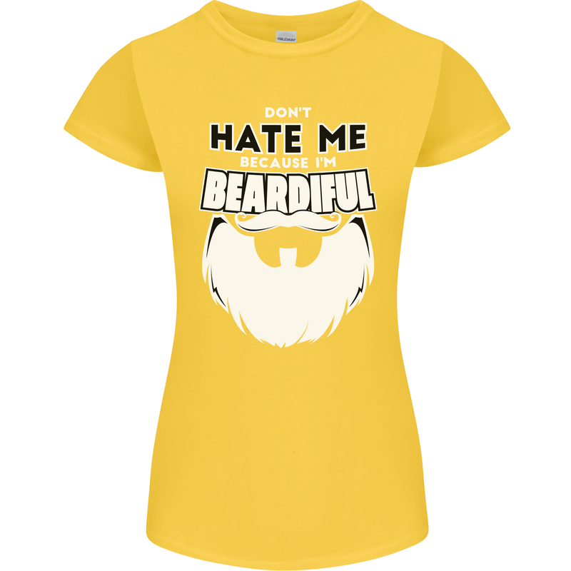 Beardiful Funny Beard Womens Petite Cut T-Shirt Yellow
