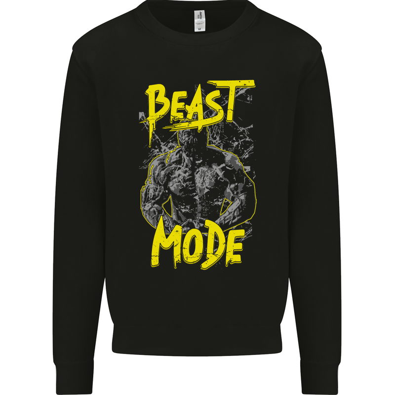 Beast Mode Gym Training Top Workout Mens Sweatshirt Jumper Black