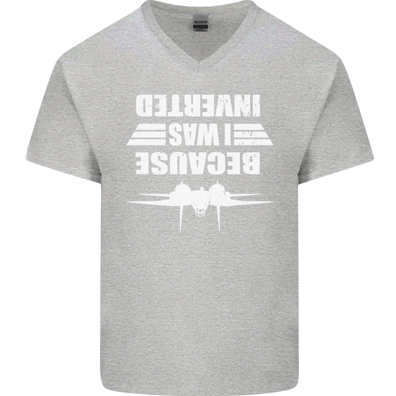 Because I Was Inverted Movie Mens V-Neck Cotton T-Shirt Sports Grey