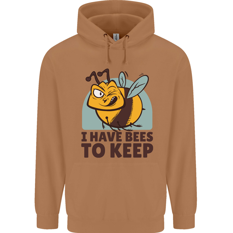 Beekeeper I Have Bees to Keep Mens 80% Cotton Hoodie Caramel Latte