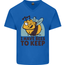 Beekeeper I Have Bees to Keep Mens V-Neck Cotton T-Shirt Royal Blue