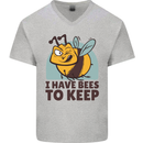 Beekeeper I Have Bees to Keep Mens V-Neck Cotton T-Shirt Sports Grey