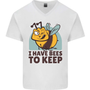 Beekeeper I Have Bees to Keep Mens V-Neck Cotton T-Shirt White