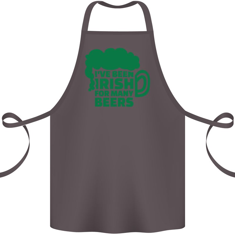 Been Irish for Many Beers St. Patrick's Day Cotton Apron 100% Organic Dark Grey