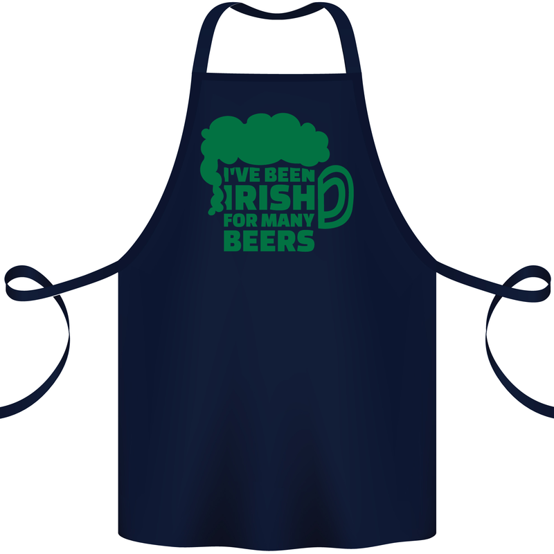 Been Irish for Many Beers St. Patrick's Day Cotton Apron 100% Organic Navy Blue
