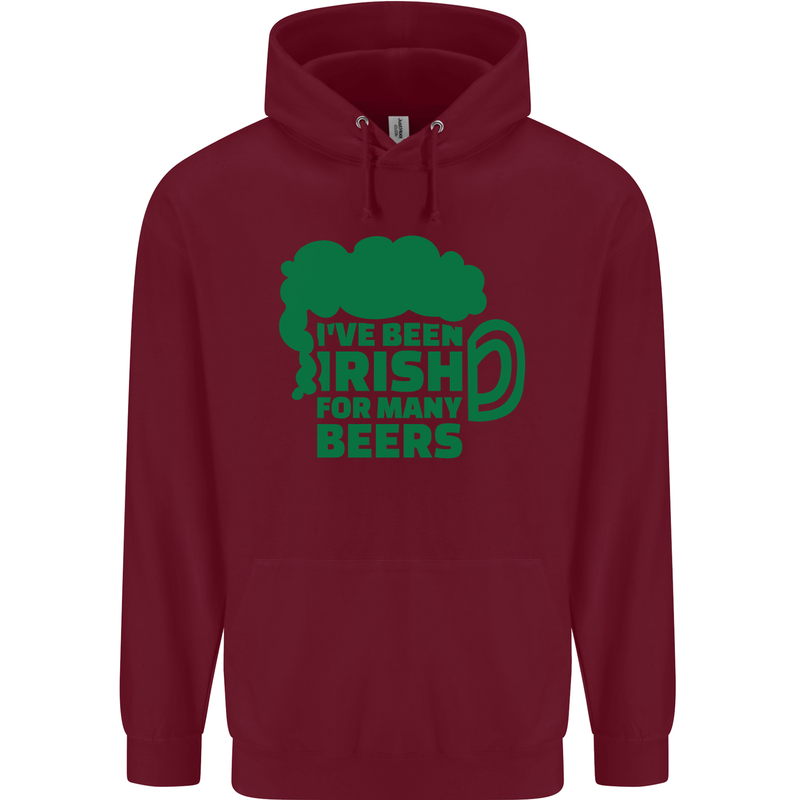 Been Irish for Many Beers St. Patrick's Day Mens 80% Cotton Hoodie Maroon