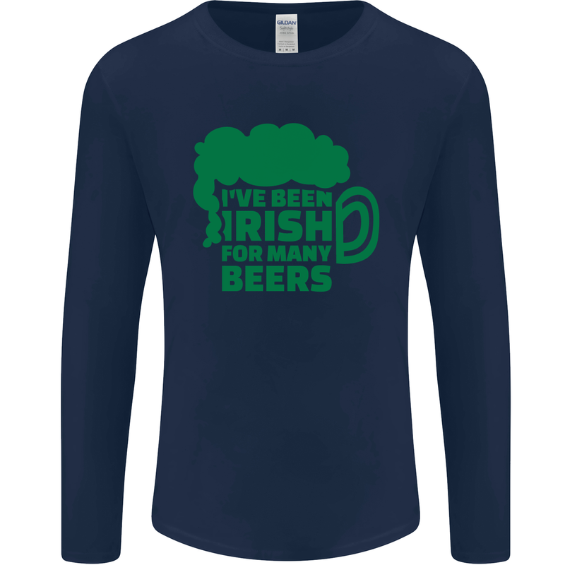 Been Irish for Many Beers St. Patrick's Day Mens Long Sleeve T-Shirt Navy Blue