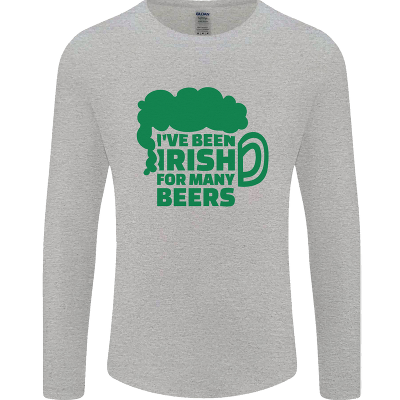 Been Irish for Many Beers St. Patrick's Day Mens Long Sleeve T-Shirt Sports Grey