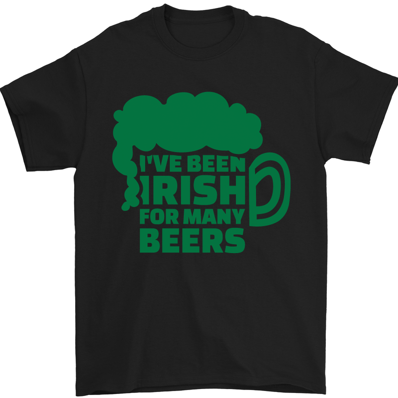 Been Irish for Many Beers St. Patrick's Day Mens T-Shirt Cotton Gildan Black
