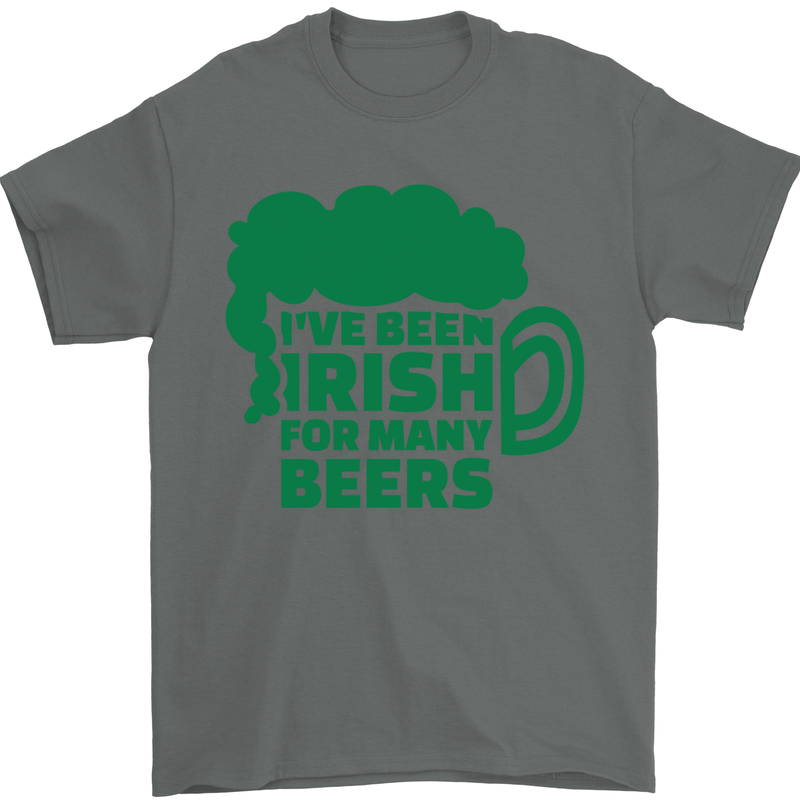Been Irish for Many Beers St. Patrick's Day Mens T-Shirt Cotton Gildan Charcoal