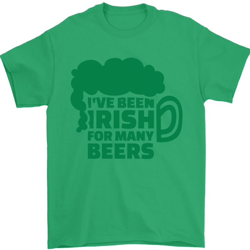 Been Irish for Many Beers St. Patrick's Day Mens T-Shirt Cotton Gildan Irish Green