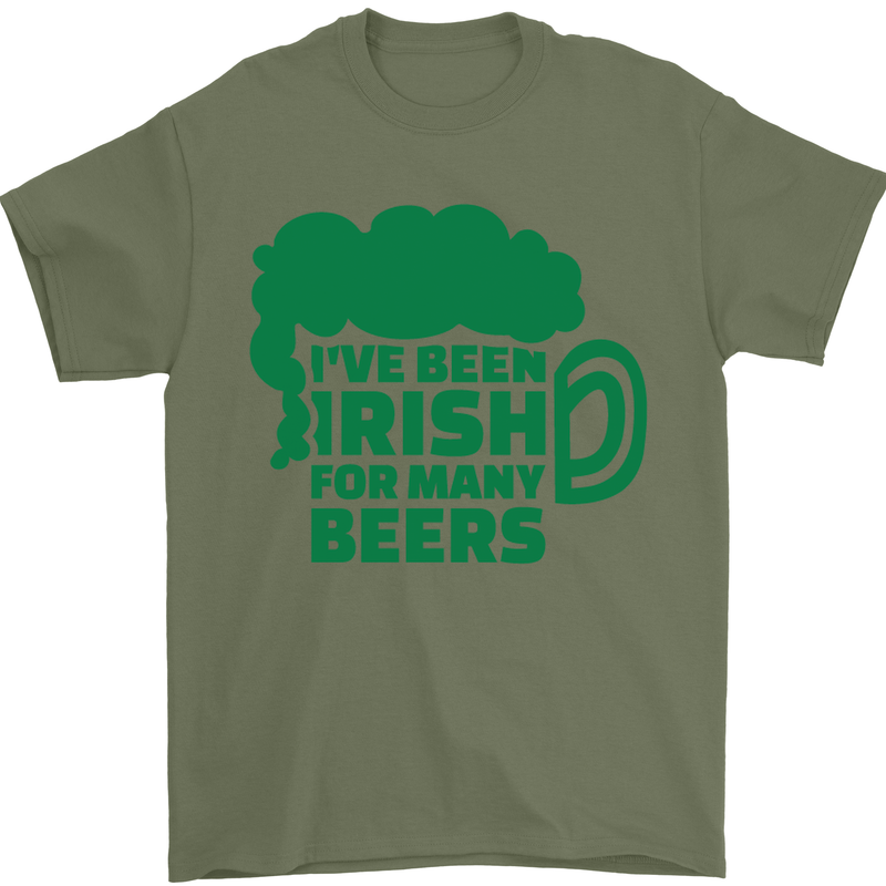 Been Irish for Many Beers St. Patrick's Day Mens T-Shirt Cotton Gildan Military Green
