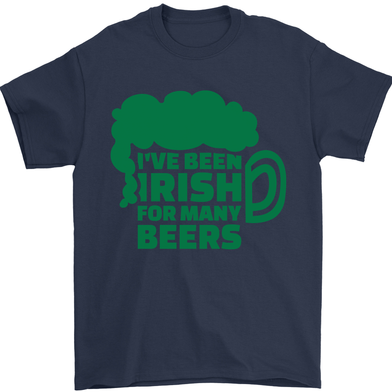 Been Irish for Many Beers St. Patrick's Day Mens T-Shirt Cotton Gildan Navy Blue