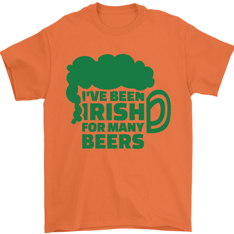 Been Irish for Many Beers St. Patrick's Day Mens T-Shirt Cotton Gildan Orange