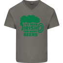 Been Irish for Many Beers St. Patrick's Day Mens V-Neck Cotton T-Shirt Charcoal