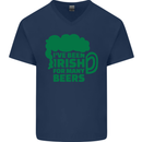 Been Irish for Many Beers St. Patrick's Day Mens V-Neck Cotton T-Shirt Navy Blue