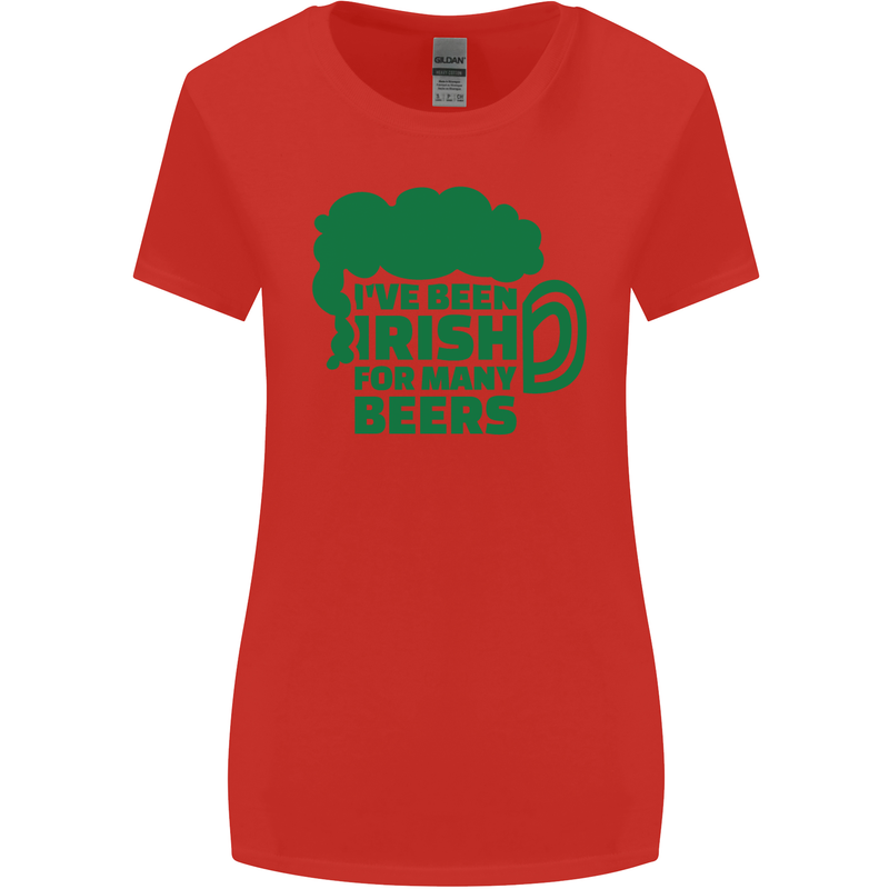Been Irish for Many Beers St. Patrick's Day Womens Wider Cut T-Shirt Red