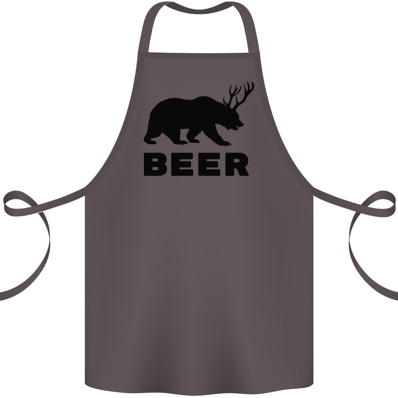 Beer Bear Funny Animal Alcohol Cotton Apron 100% Organic Dark Grey