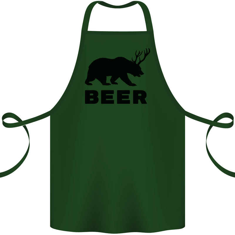 Beer Bear Funny Animal Alcohol Cotton Apron 100% Organic Forest Green