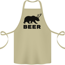 Beer Bear Funny Animal Alcohol Cotton Apron 100% Organic Khaki