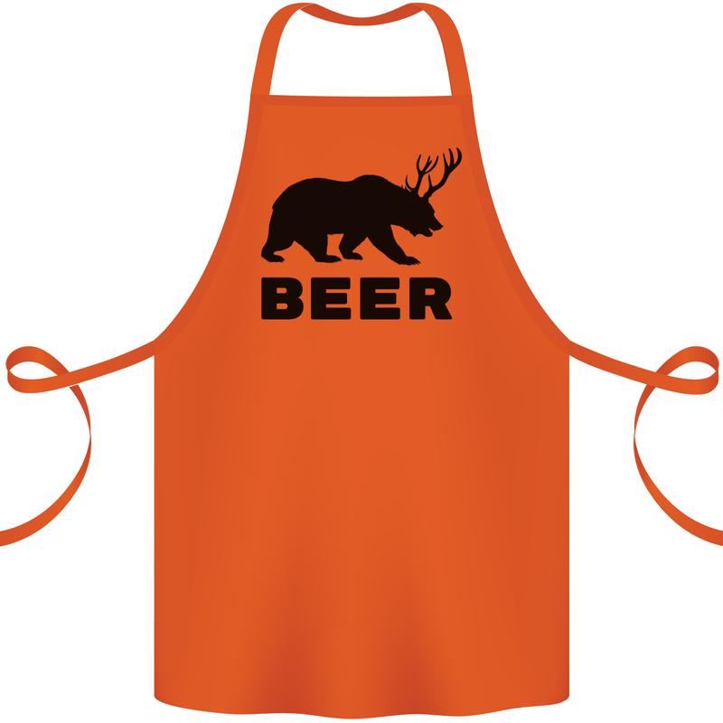 Beer Bear Funny Animal Alcohol Cotton Apron 100% Organic Orange