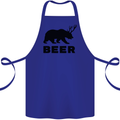 Beer Bear Funny Animal Alcohol Cotton Apron 100% Organic Royal Blue