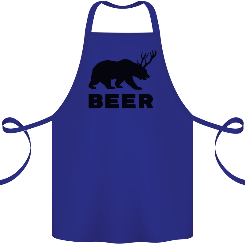 Beer Bear Funny Animal Alcohol Cotton Apron 100% Organic Royal Blue