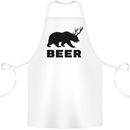 Beer Bear Funny Animal Alcohol Cotton Apron 100% Organic White
