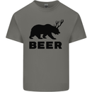 Beer Bear Funny Animal Alcohol Mens Cotton T-Shirt Tee Top Charcoal