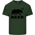 Beer Bear Funny Animal Alcohol Mens Cotton T-Shirt Tee Top Forest Green